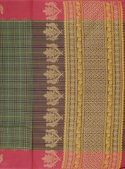 Olive Green & Burgundy Kovai Cotton Saree