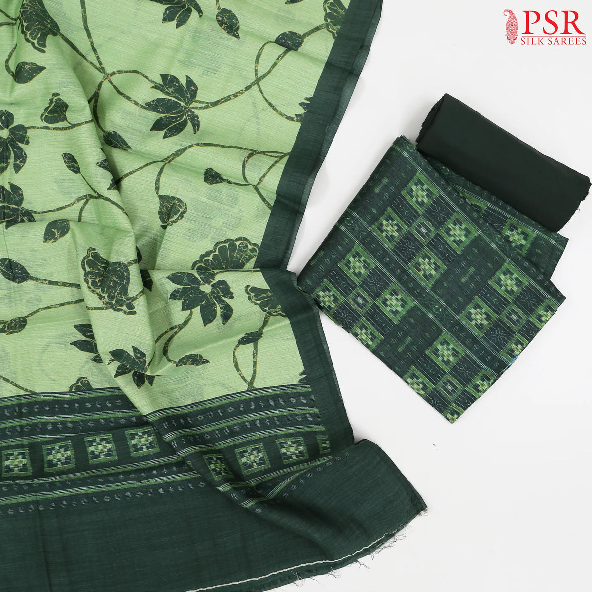 Dark Green Tassar Dress Material