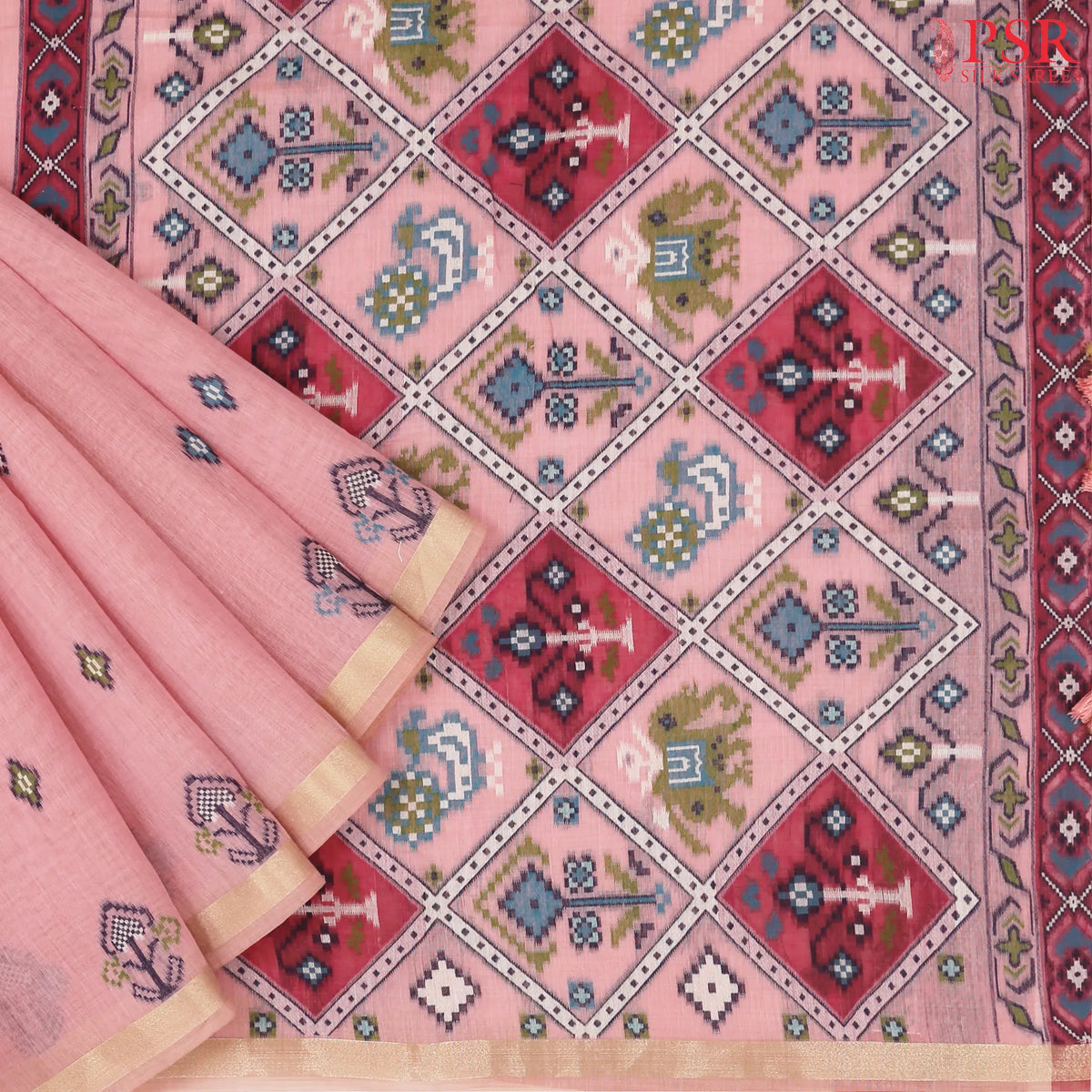 Flamingo Pink Ghicha Cotton Saree