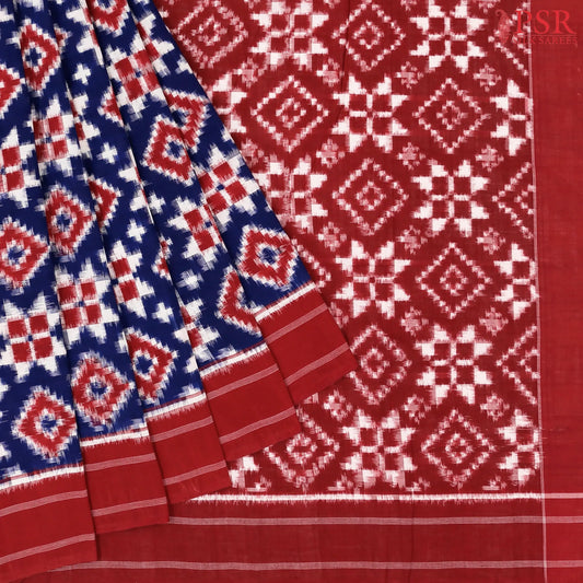 Navy Blue Ikkat Cotton Saree