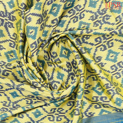 Parchment Yellow Pochampally Ikat Silk Saree