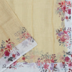 Yellow Beige Linen Dress Material