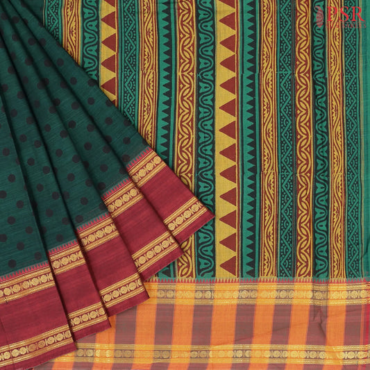 Dark Green Silk Cotton Saree