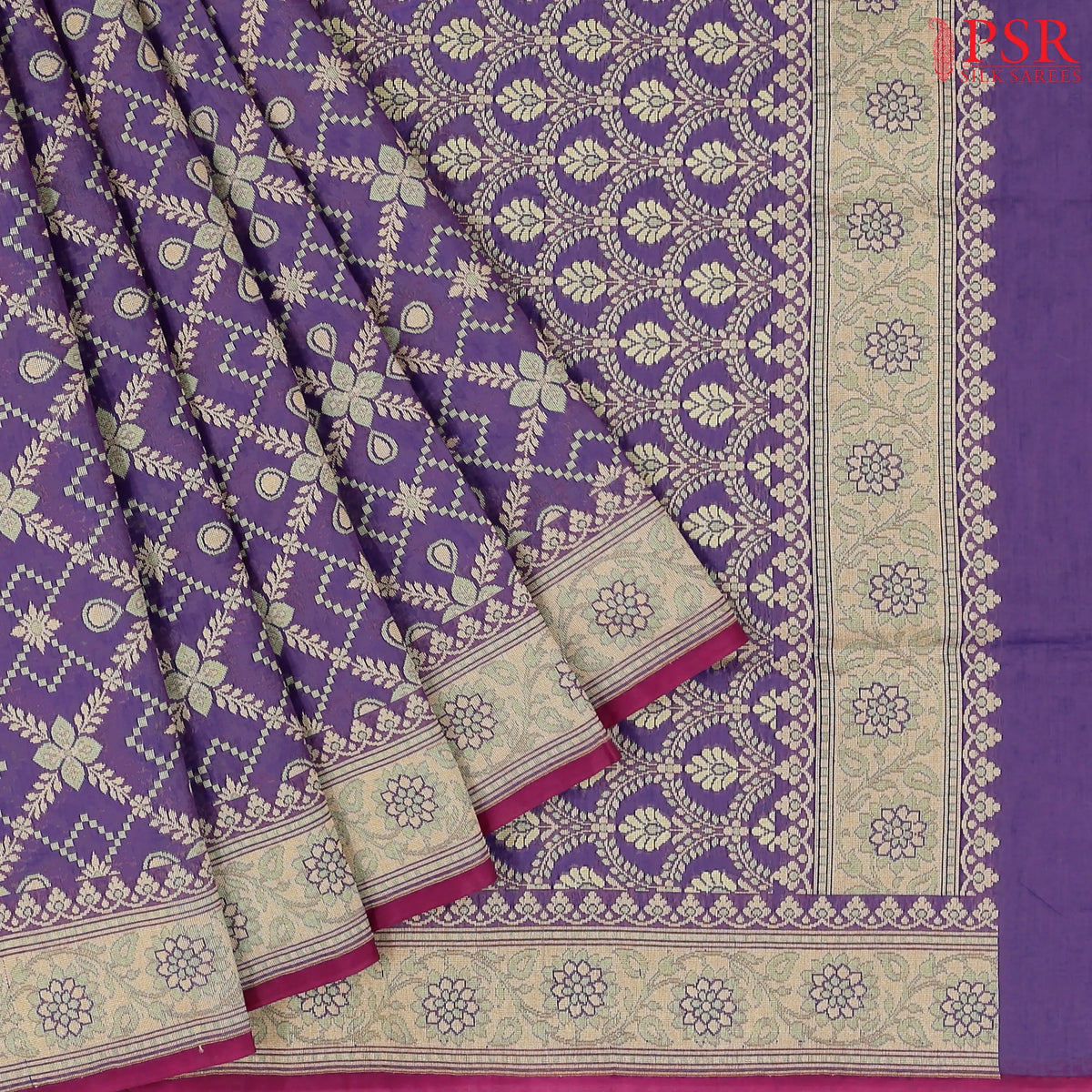 Violet Banaras Silk Cotton Saree