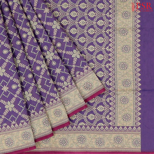Violet Banaras Silk Cotton Saree