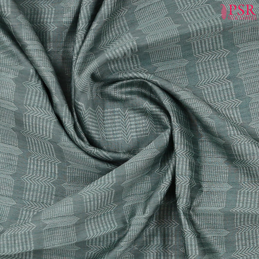 Turquoise Grey Semi Banaras Saree
