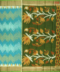 Turquoise Blue Semi Patola Silk Cotton Saree