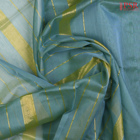 Dark Frost Blue Maheshwari  Silk Cotton Saree