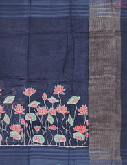Dark Blue Chanderi Silk Cotton Saree