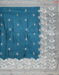 Peacock Blue Banarasi Habutai Satin Saree