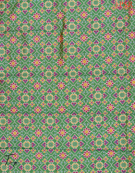 Parakeet Green Soft Patola Silk Cotton Dress Material