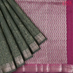 Hunter Green Semi Tussar Embroidery Saree