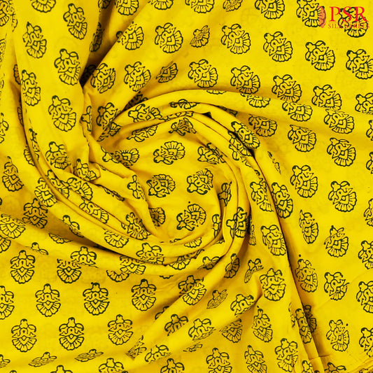 Yellow  Cotton Print Running Material