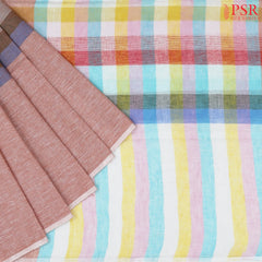 Dark Peach Linen Saree