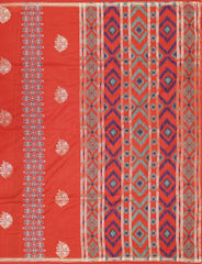 Vermilion Tussar Kadi Saree