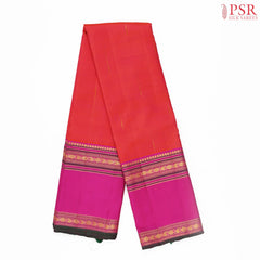 Coral Red Kanchipuram Silk Saree
