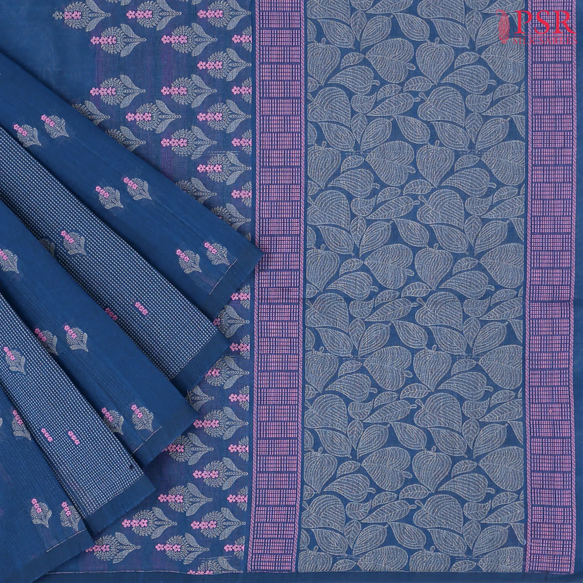 Dark Cobalt Blue Kovai Cotton Saree