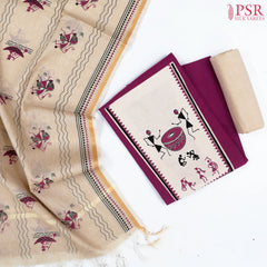 Dark Mulbery Purple Chirala Cotton Dress Material