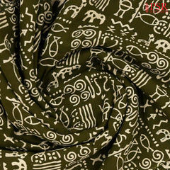 Olive Green Cotton Print Running Material