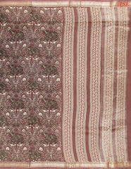Mauve Taupe Chanderi Silk Cotton Saree