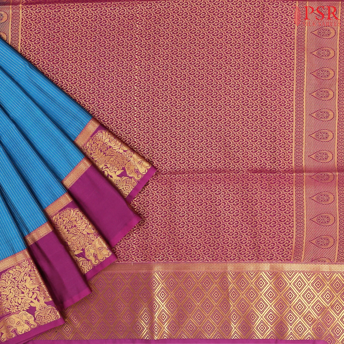 Peacock Blue Soft Art Silk Saree