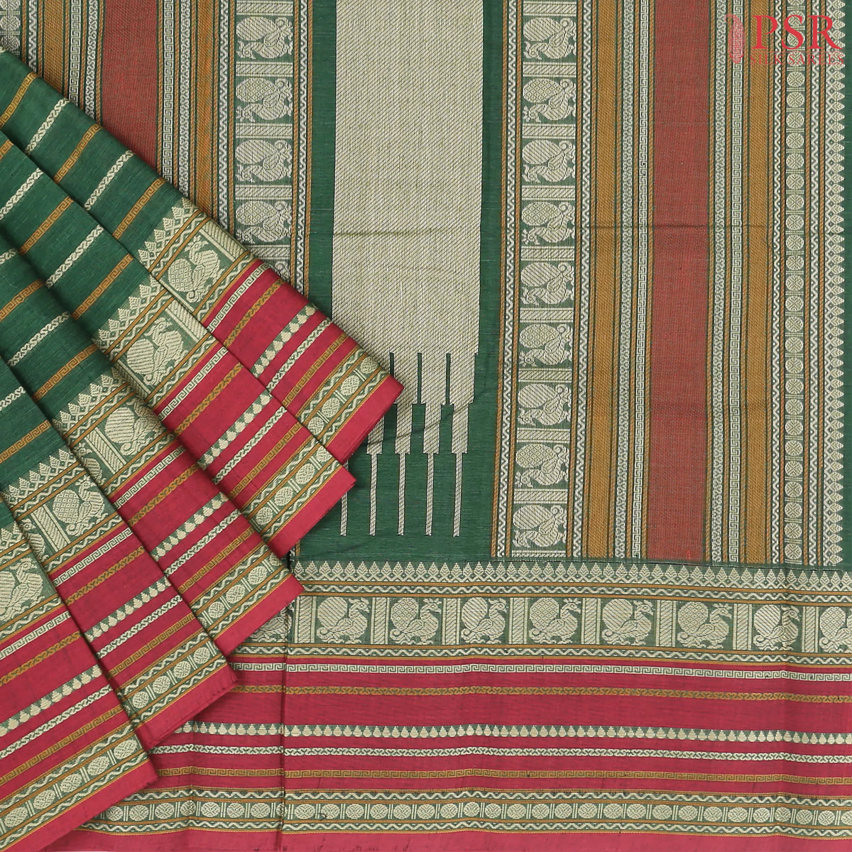 Emerald Green Kalakshetra Kovai Cotton Saree