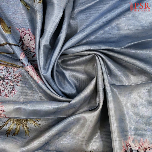Cool Grey Semi Tussar Saree