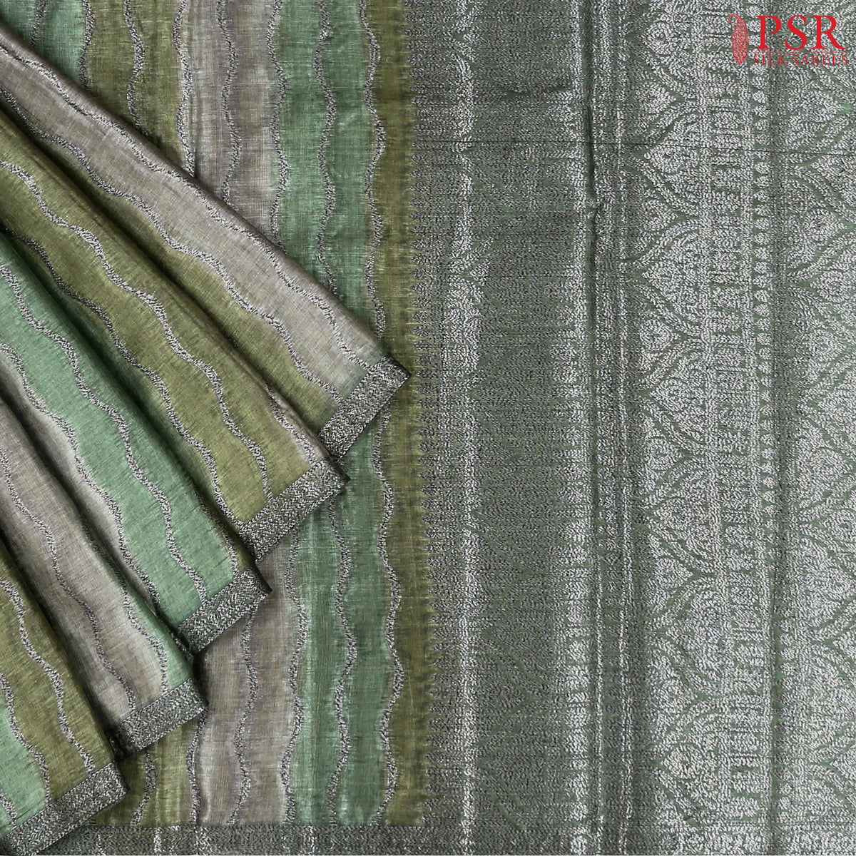 Tricolor Banaras Tussar Silk Saree