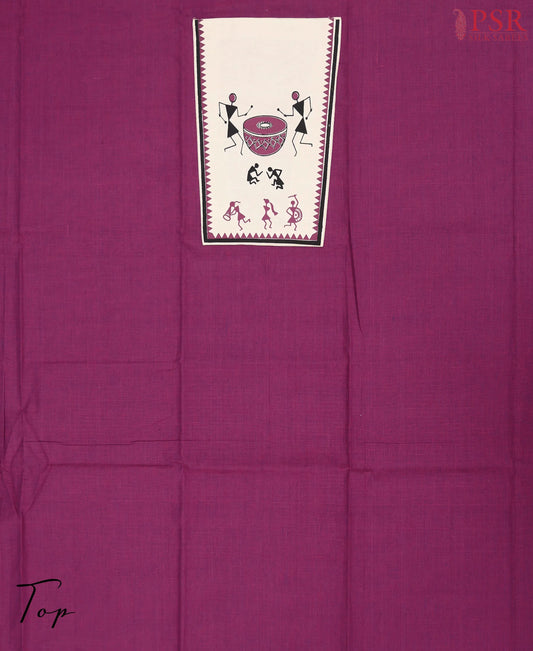 Dark Mulbery Purple Chirala Cotton Dress Material