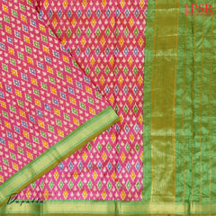 Parakeet Green Soft Patola Silk Cotton Dress Material