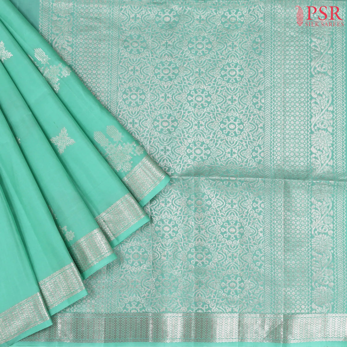 Pearl Aqua Soft Silk Saree