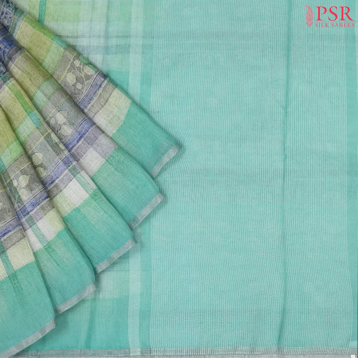 Mint Blue Linen Saree