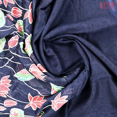 Dark Blue Chanderi Silk Cotton Saree