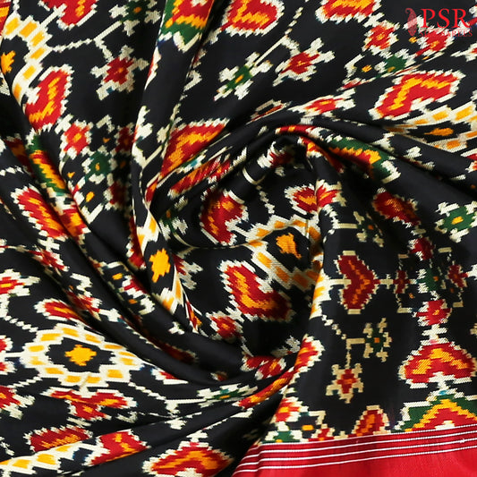Black Pashmina Ikkat Silk Saree