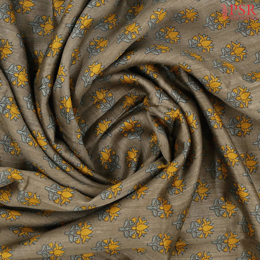 Dark Taupe Grey Munga Silk Saree