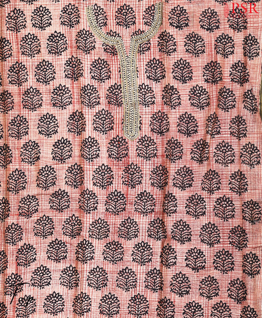 Maroon Beige Chanderi Silk Cotton Dress Material