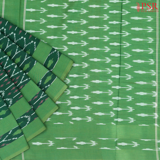 Dark Green Ikkat Cotton Saree