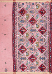 Flamingo Pink Ghicha Cotton Saree