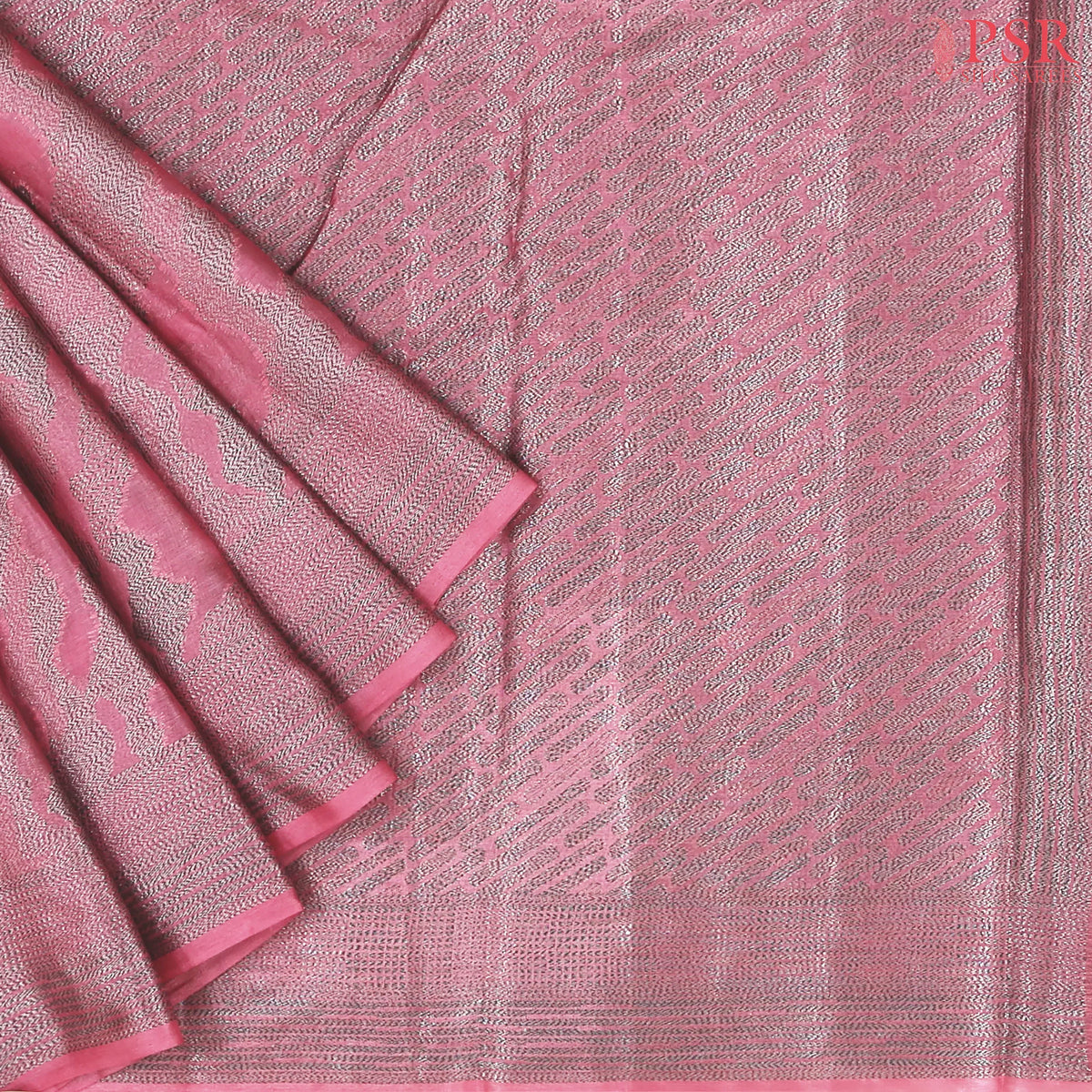 Thulian Pink Banaras Tussar Silk Saree