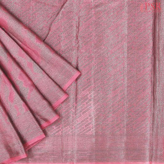 Thulian Pink Banaras Tussar Silk Saree