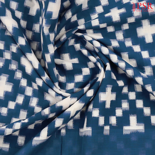 Prussian Blue Ikkat Cotton Saree