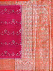 Dark Pink Semi Banaras Saree