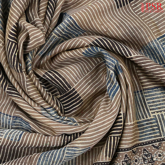 Dark Taupe Jaipur Cotton Printed Saree