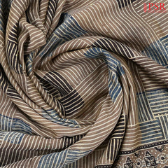 Dark Taupe Jaipur Cotton Printed Saree