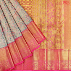 Paradise Blue Kanchipuram Tissue Silk Saree