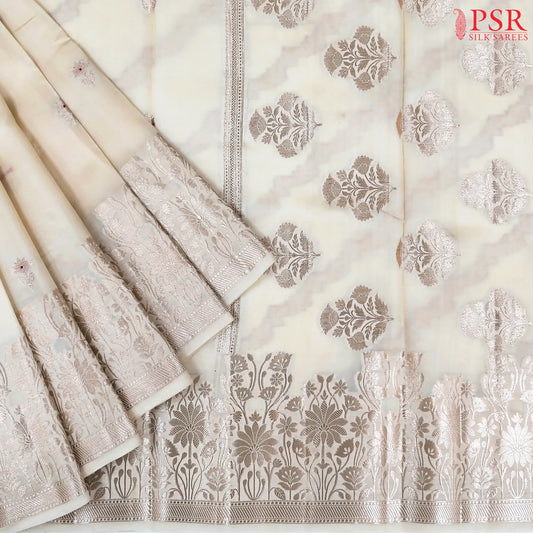 Pastel Beige Chiniya Silk Saree