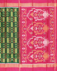 Dark Green Patola Silk Cotton Saree