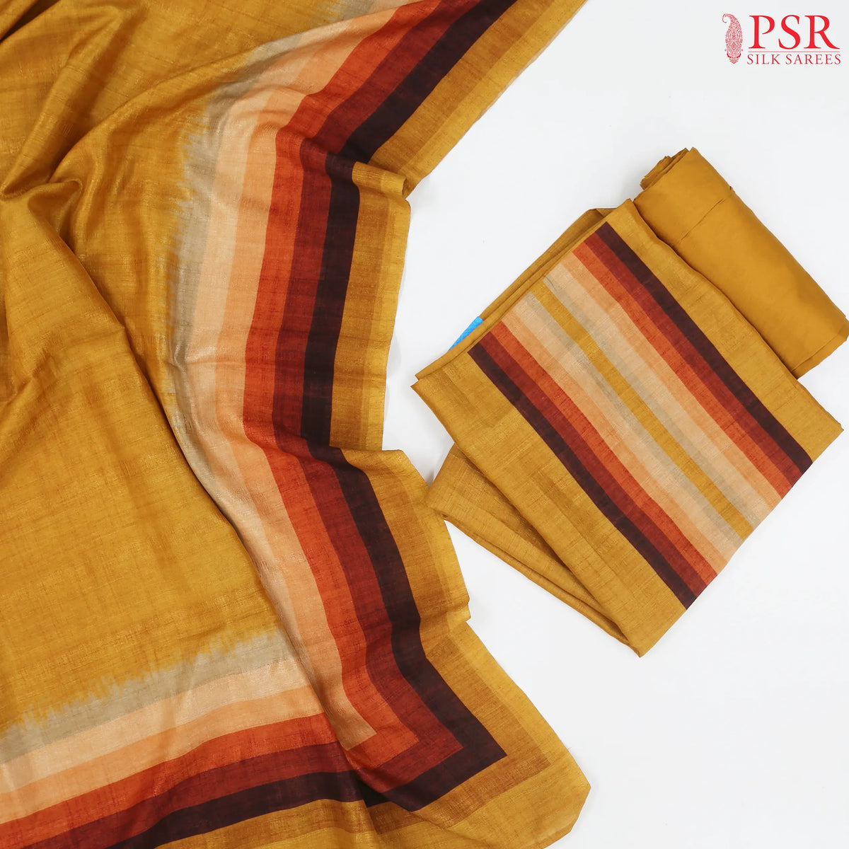 Mustard Yellow Semi Tassar Dress Material