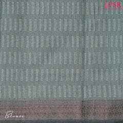Turquoise Grey Semi Banaras Saree