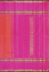 Coral Red Kanchipuram Silk Saree